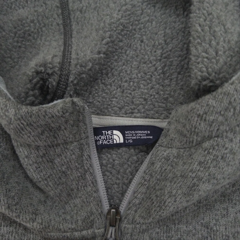 The North Face Jacket Mens L Gray Gordon Lyons Fleece Full Zip Hooded Outdoor